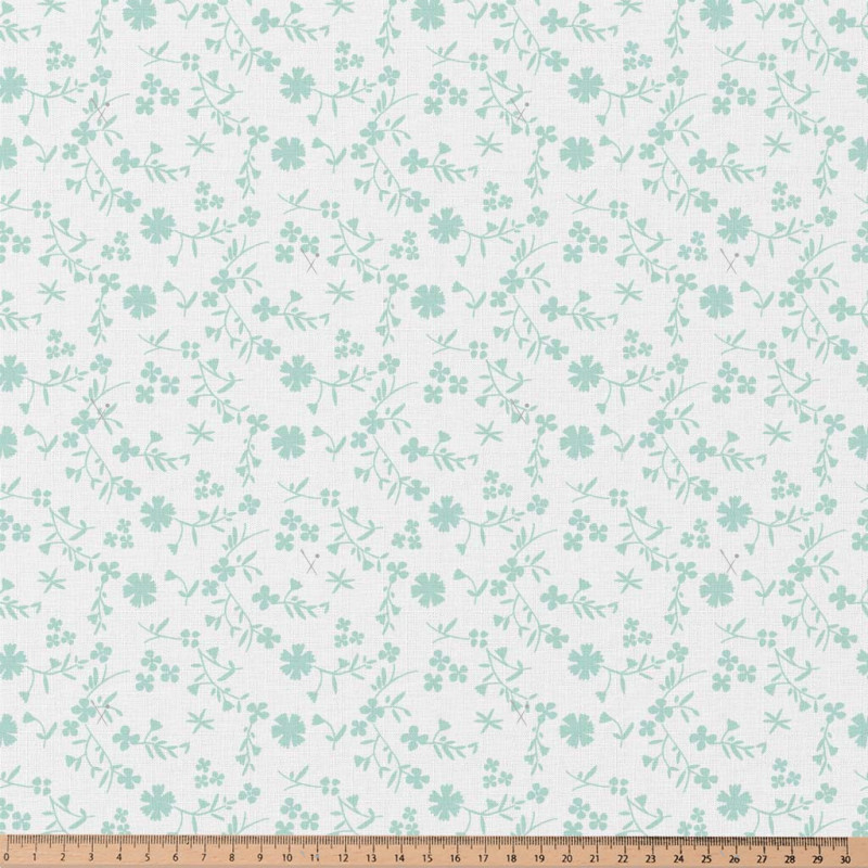 Algodón estampado MARGNEG Blanco / Menta